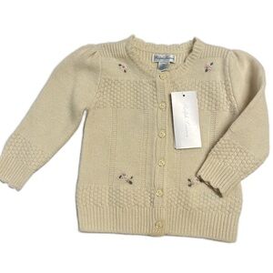 NEW $155 Ralph Lauren BABY 12 Months Wool Knit Sweater Top Floral Scallop